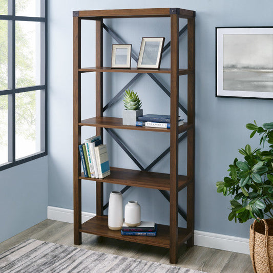 64 Dark Walnut Bookcase with XFraming